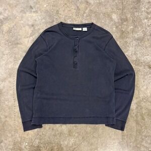 Vintage Faded Glory Navy Blue Boxy Henley Size M